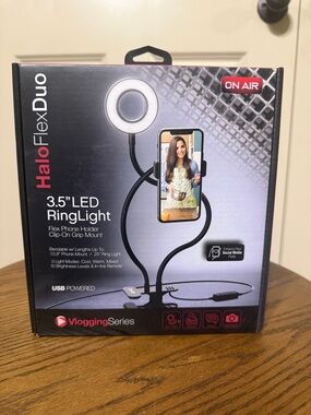 HaloFlexDuo 3.5" LED Ring Light with Flex Phone Holder - Black